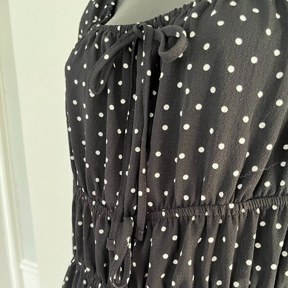 ASOS Curve  Long Sleeve Black and White Polka Dot Mini Dress, Size 14 - Picture 7 of 15
